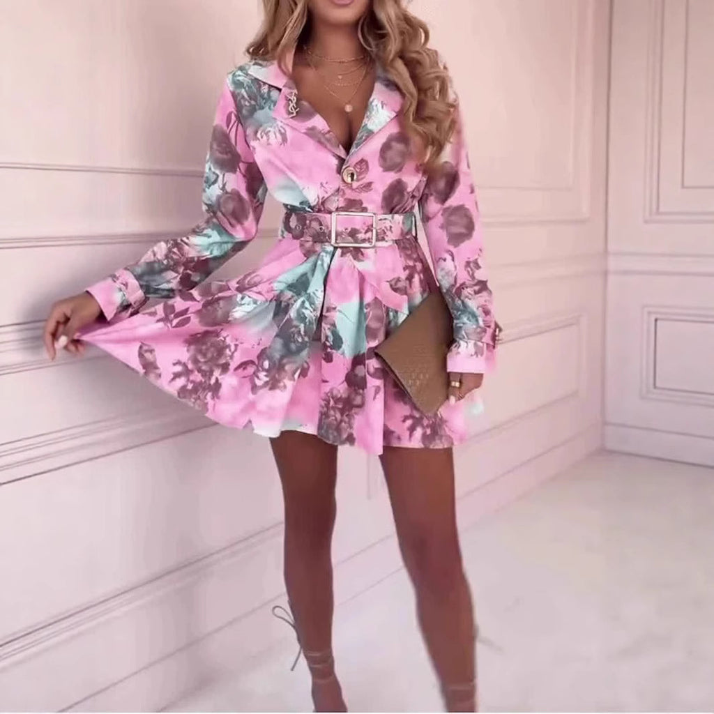 High Waist Tight Waist Tied Dress