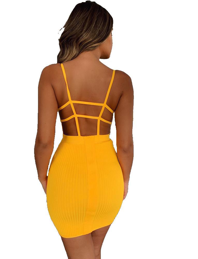 Strap Hollow Bandage Waist Dress
