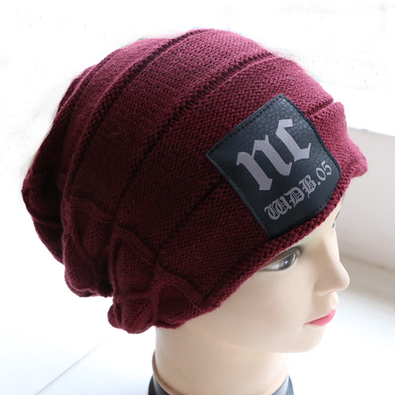 New Cloth Label Men's Hat Autumn And Winter Knitted Hat Fleece Lined Wool Hat Fashionable Pullover Nc Hat Warm Hat For Men