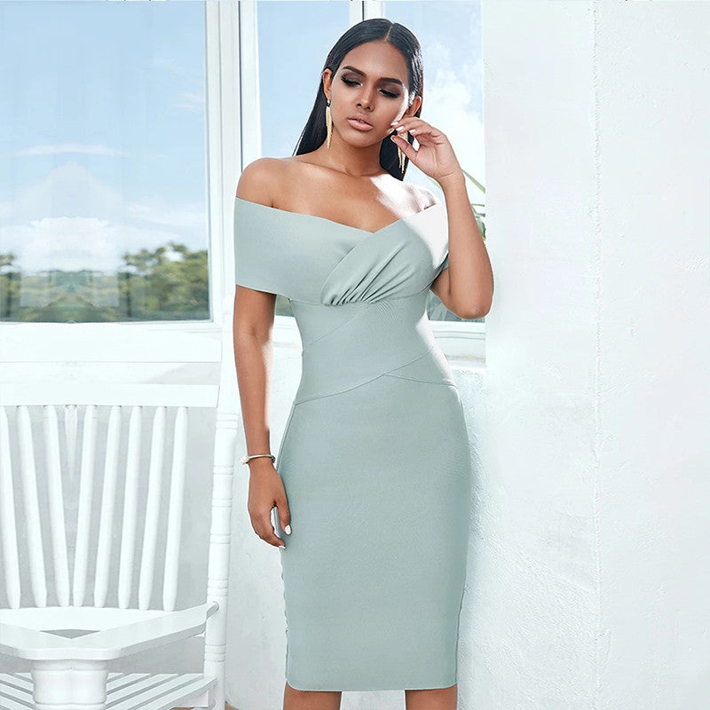 Bandage Off Shoulder Midi Club Party Dresses