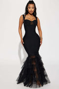 Mesh Lace Bandage Dress Women