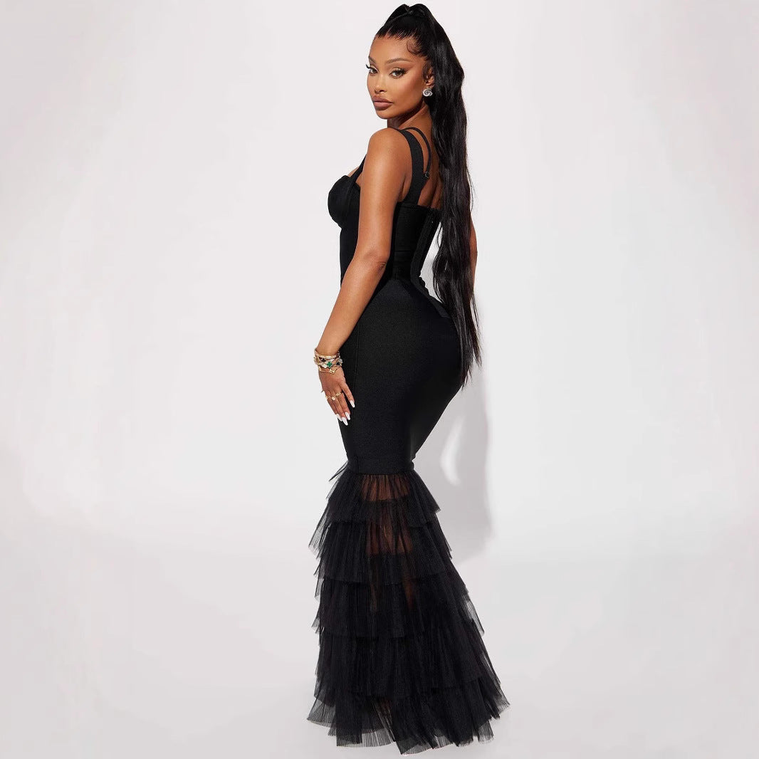 Mesh Lace Bandage Dress Women