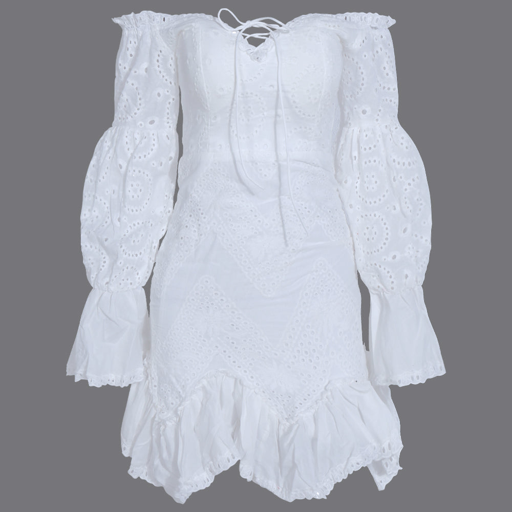 Lantern sleeve waist dress