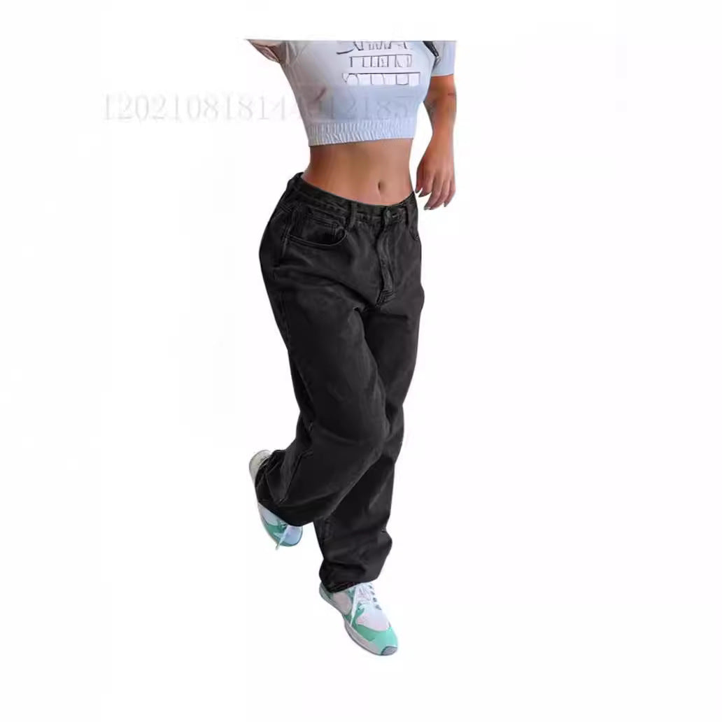 Casual Retro Loose Denim Trousers Women