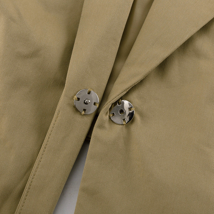 Khaki Oversized Sleeveless Blazer & Shorts Co-ord Set