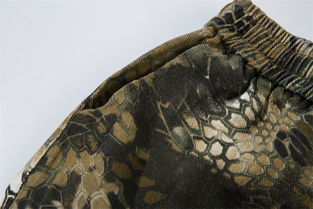 Animal Serpentine Camouflage Workwear Shorts Men