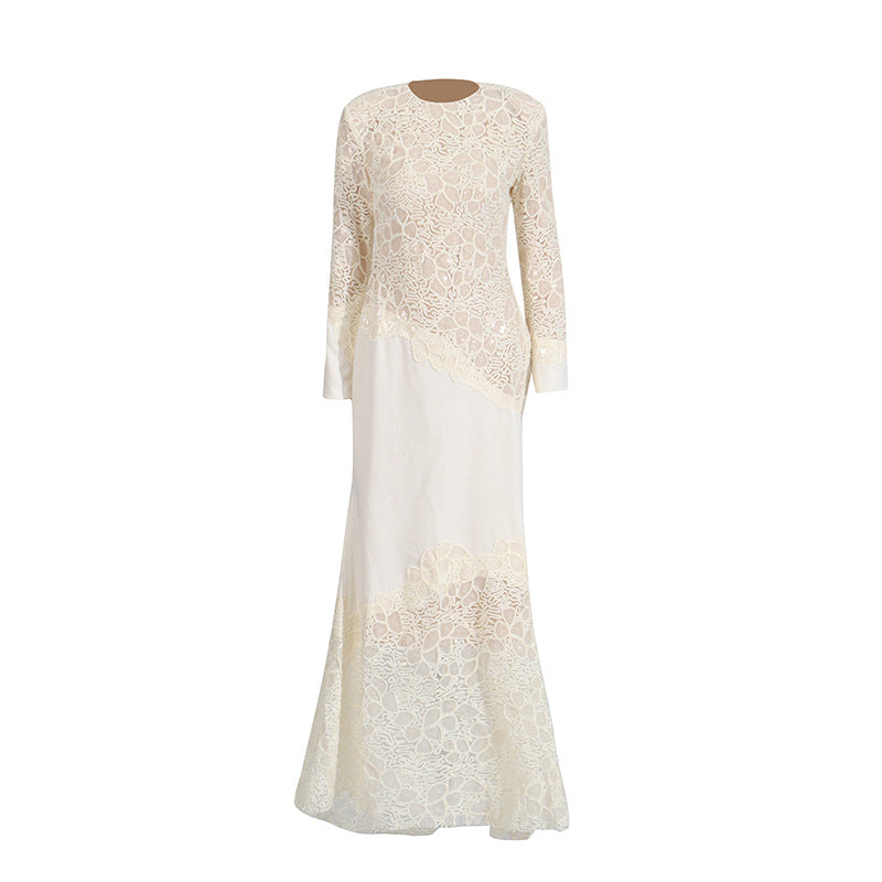 Lace-embroidered Formal Gown Maxi Dress