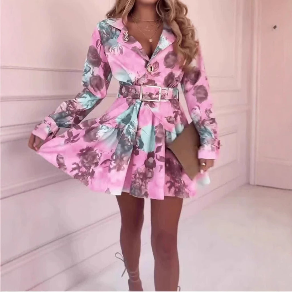 High Waist Tight Waist Tied Dress