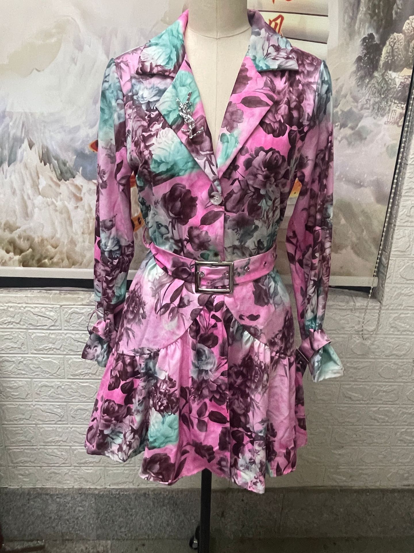 High Waist Tight Waist Tied Dress