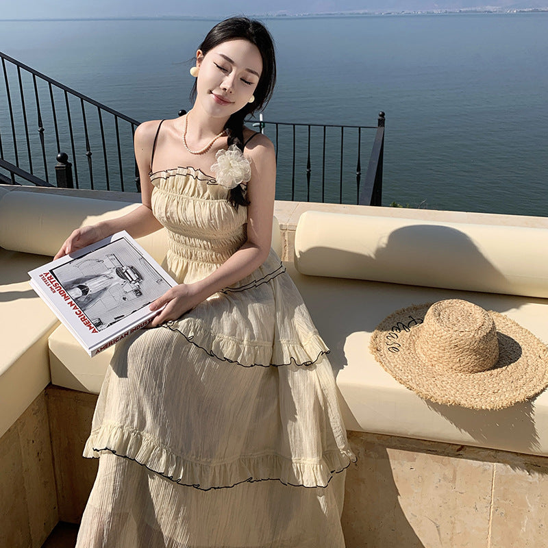 Vacation Style Two-piece Set Dress Camisole Skirt Suit