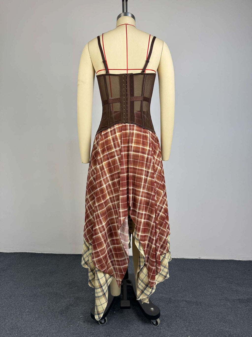 Vintage Chic Corset & Plaid Skirt Set