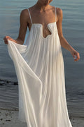 Solid-color Strap Vacation Fashion Backless Dress