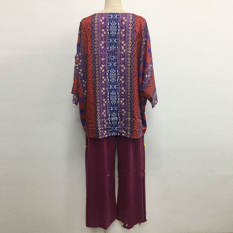 Women's Short Sleeve Top Casual Two-piece Suit