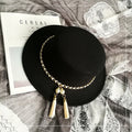 Elegant Chain Detail Fedora Hat
