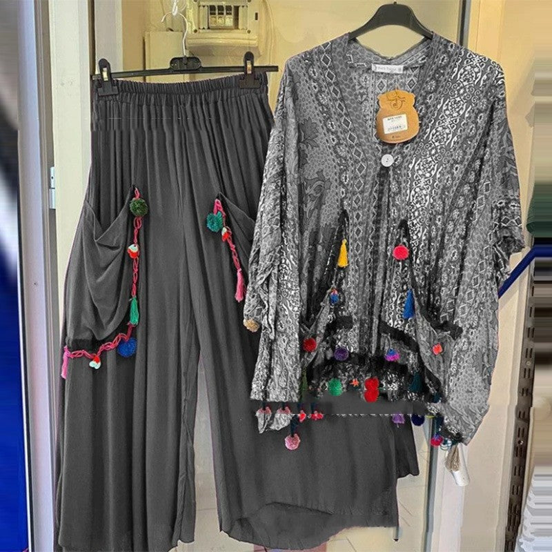 Women's Short Sleeve Top Casual Two-piece Suit