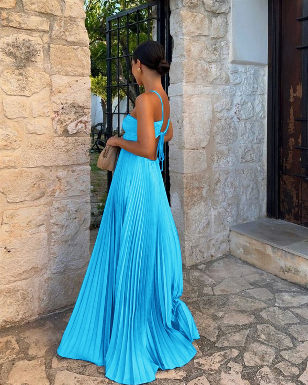 Ins Pleated Sleeveless Sling Dress For Evening Party Club