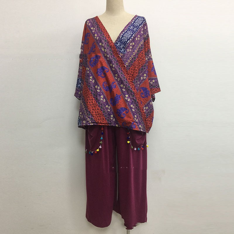 Women's Short Sleeve Top Casual Two-piece Suit