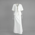 Womens Casual Cotton Set Puff Sleeve Shirt With Long Skirt