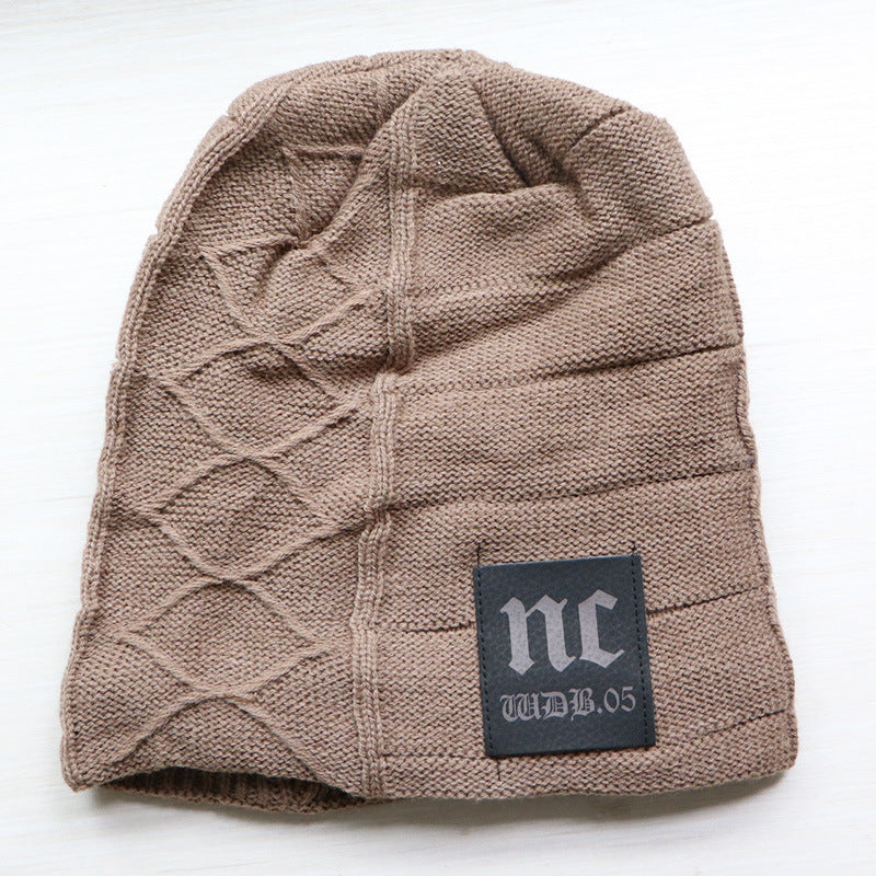 New Cloth Label Men's Hat Autumn And Winter Knitted Hat Fleece Lined Wool Hat Fashionable Pullover Nc Hat Warm Hat For Men