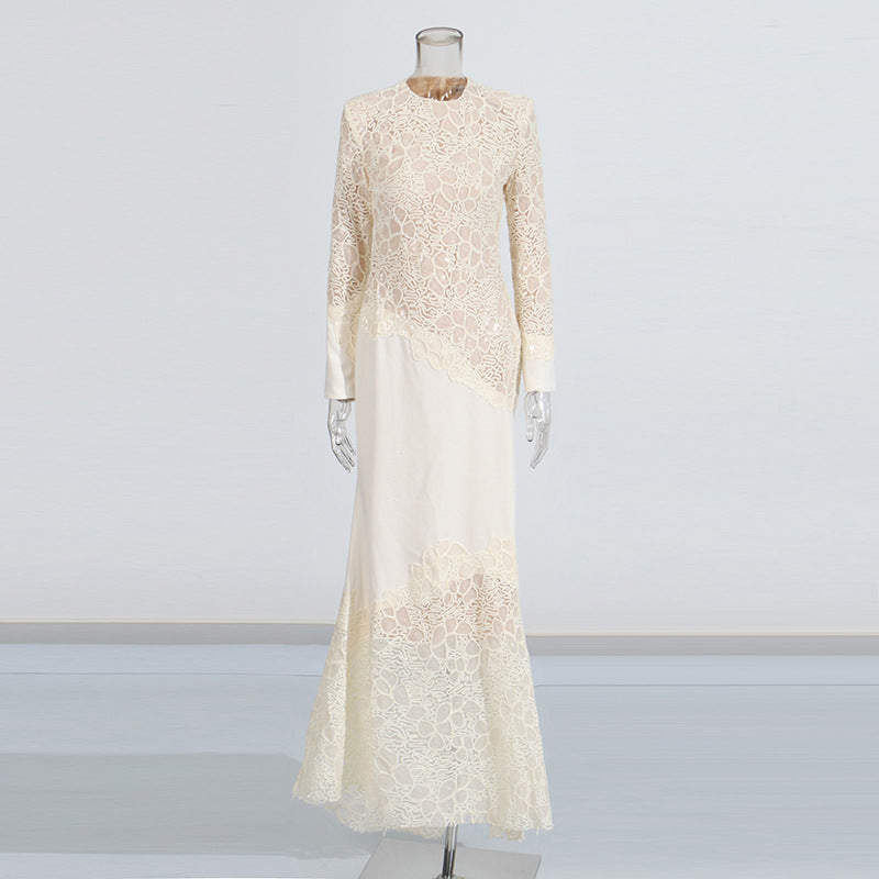 Lace-embroidered Formal Gown Maxi Dress
