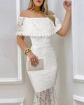 Off-the-shoulder Lace Bodycon Sexy Evening Gown For Banquets