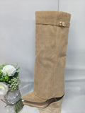 Ins Pant-tube Pointed Toe Chunky Boot