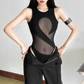 Spring New Womens Mesh Patchwork Jumpsuit