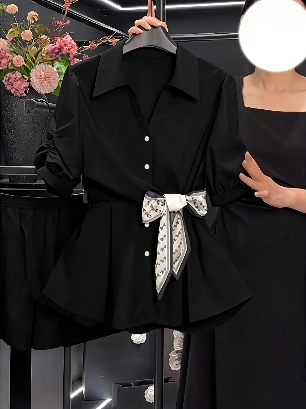Short-sleeve Top Petite Shirt Fitted-waist Blouse