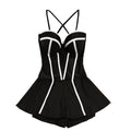 Women's Solid Color One Piece Boxer Skirt Conservative Swimsuit