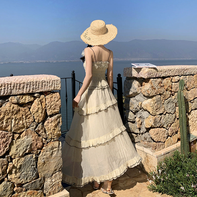 Vacation Style Two-piece Set Dress Camisole Skirt Suit
