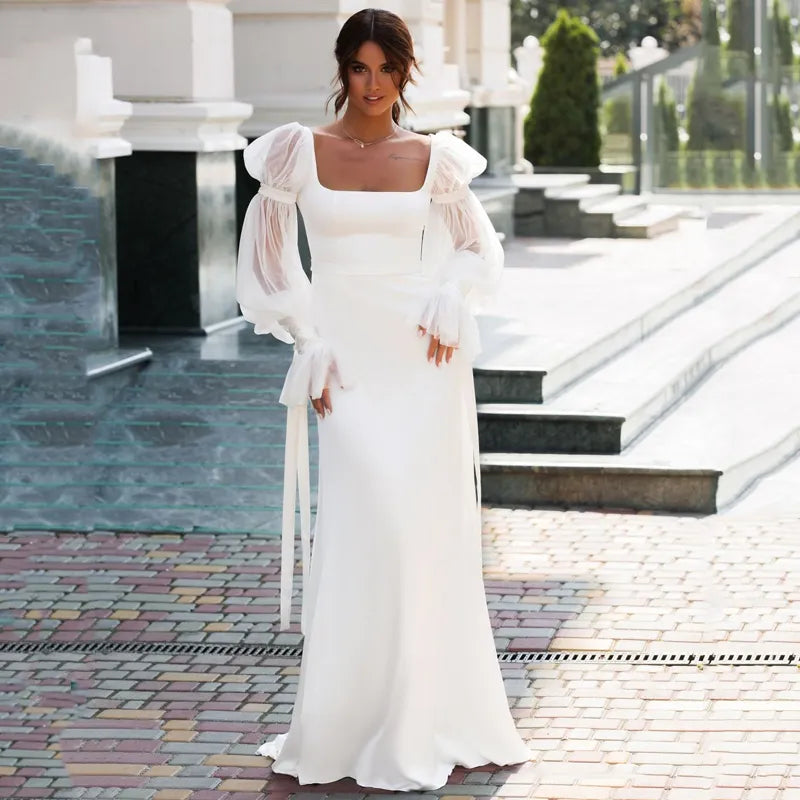 Elegant Satin Mermaid Wedding Dress