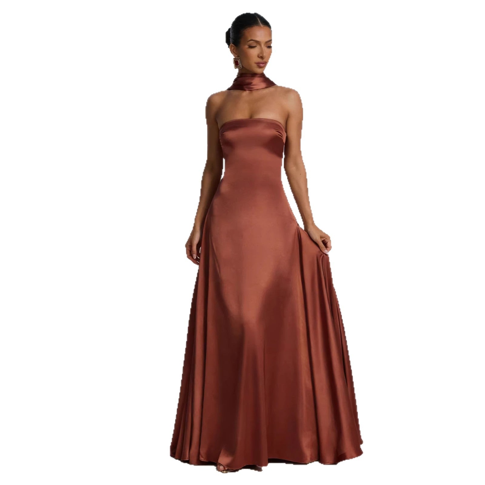 Chest Wrapping Backless Tube-Top Waist-Cinching Evening Gown