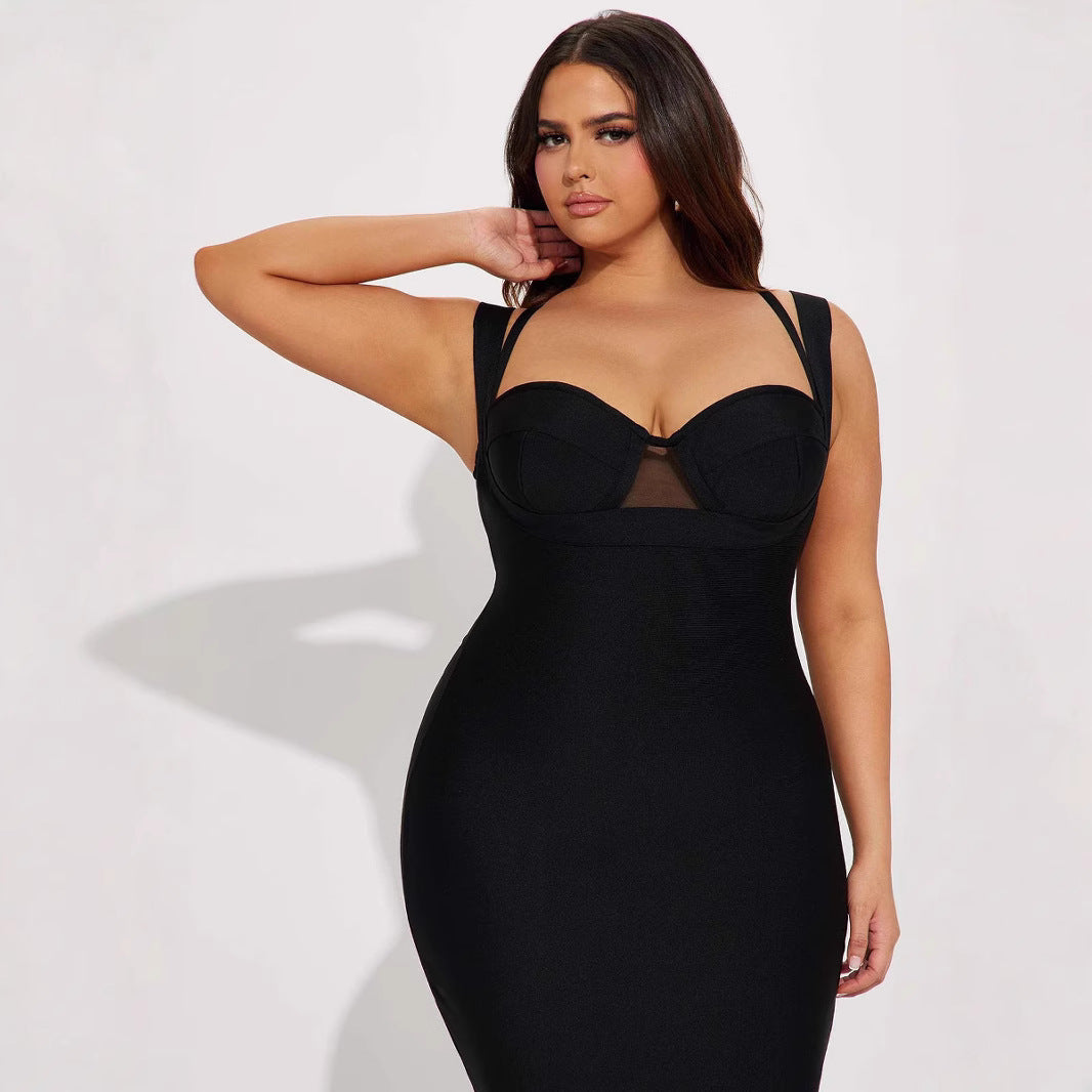 Mesh Lace Bandage Dress Women