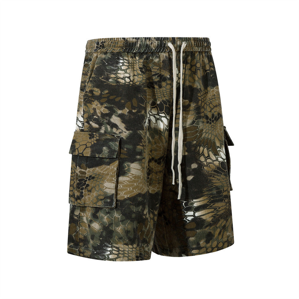 Animal Serpentine Camouflage Workwear Shorts Men