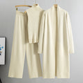 3pcs Suits Women Fashion Knitting Sleeveless Vest Sweater Long Cardigan And Wide-leg Pants Three-piece Set