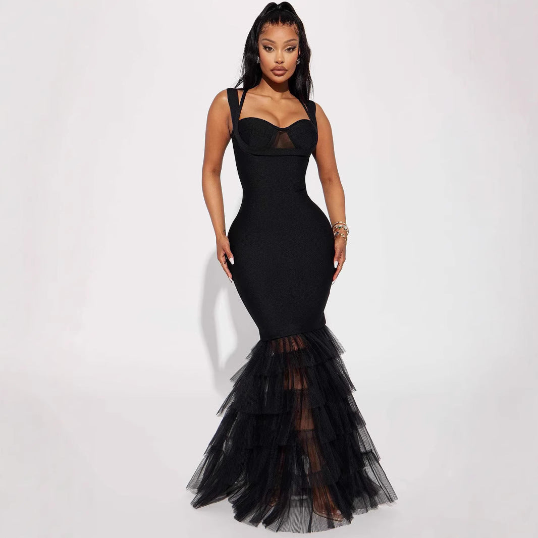 Mesh Lace Bandage Dress Women
