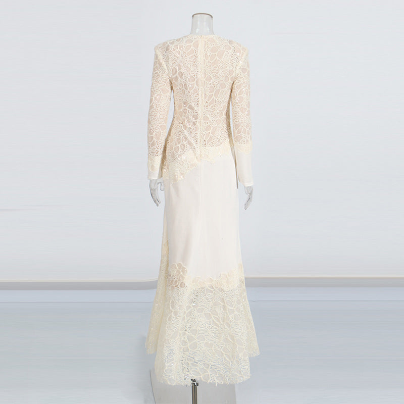Lace-embroidered Formal Gown Maxi Dress