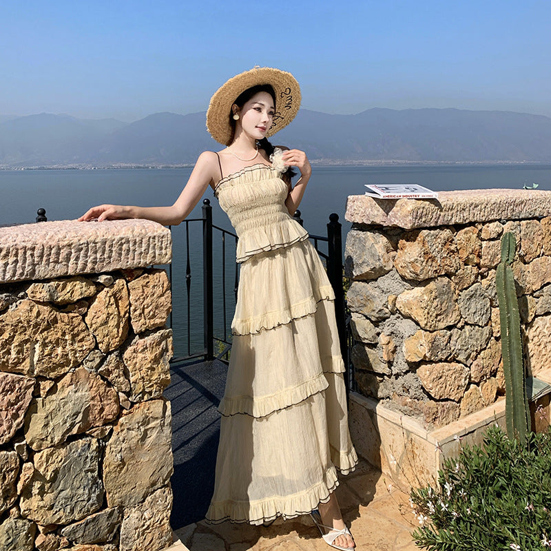 Vacation Style Two-piece Set Dress Camisole Skirt Suit