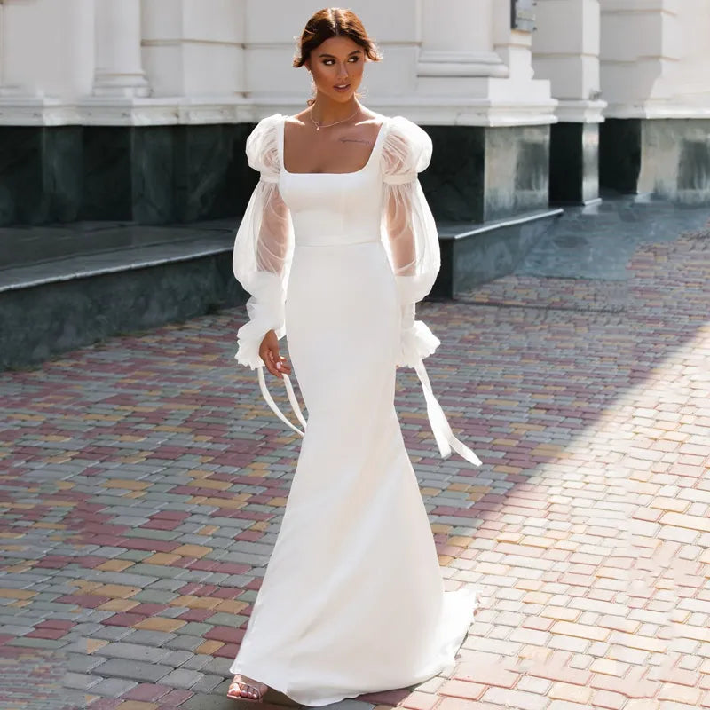 Elegant Satin Mermaid Wedding Dress