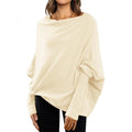 Loose Bat Sleeve Sweater Tops Simple Casual Fashion Versatile Solid Color Round Neck Sweater For Women